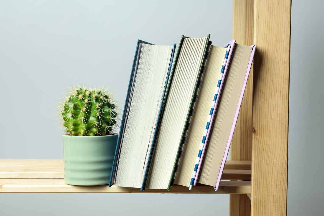 livros em uma estante